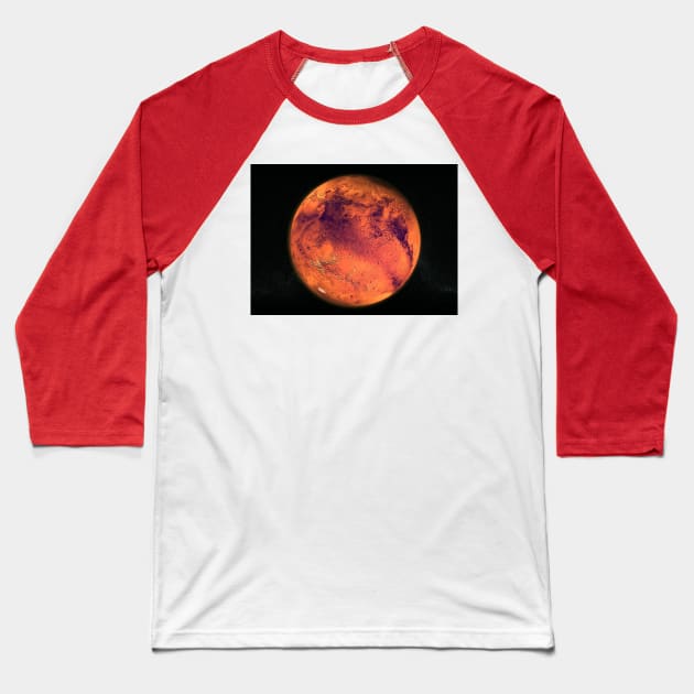 Mars Rendering Print Baseball T-Shirt by SPACE ART & NATURE SHIRTS 